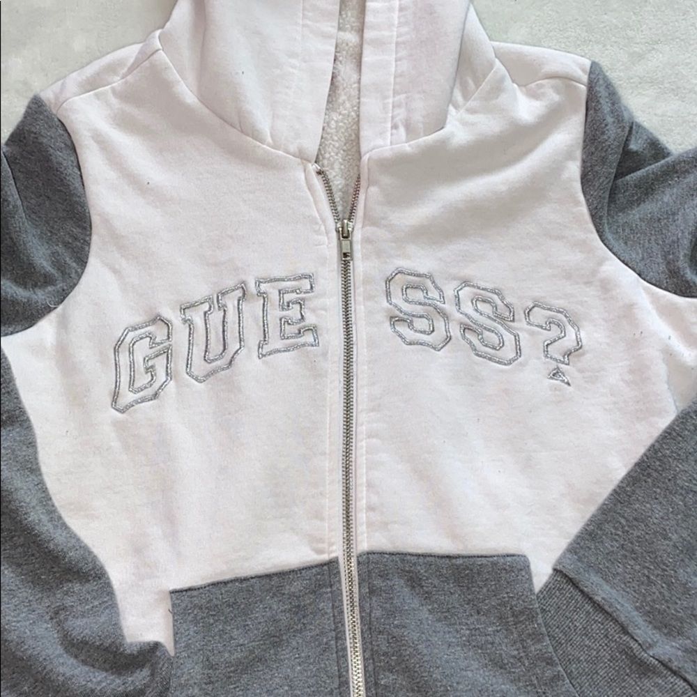 GUESS zip up hoodie with Sherpa lining